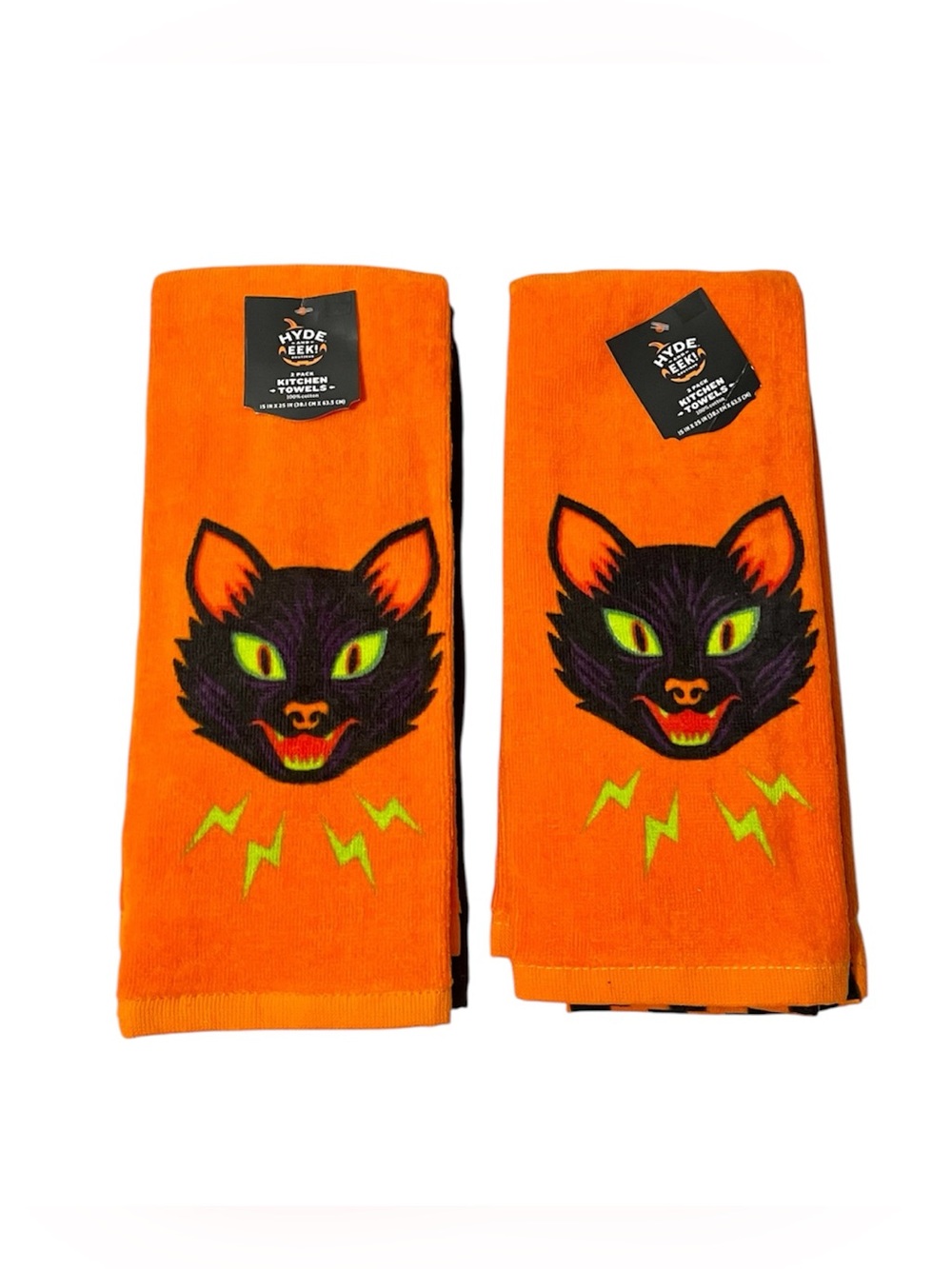 Hyde and EEK! 2 Pack Halloween Black Cat Kitchen Towels - Set of 2 Packs